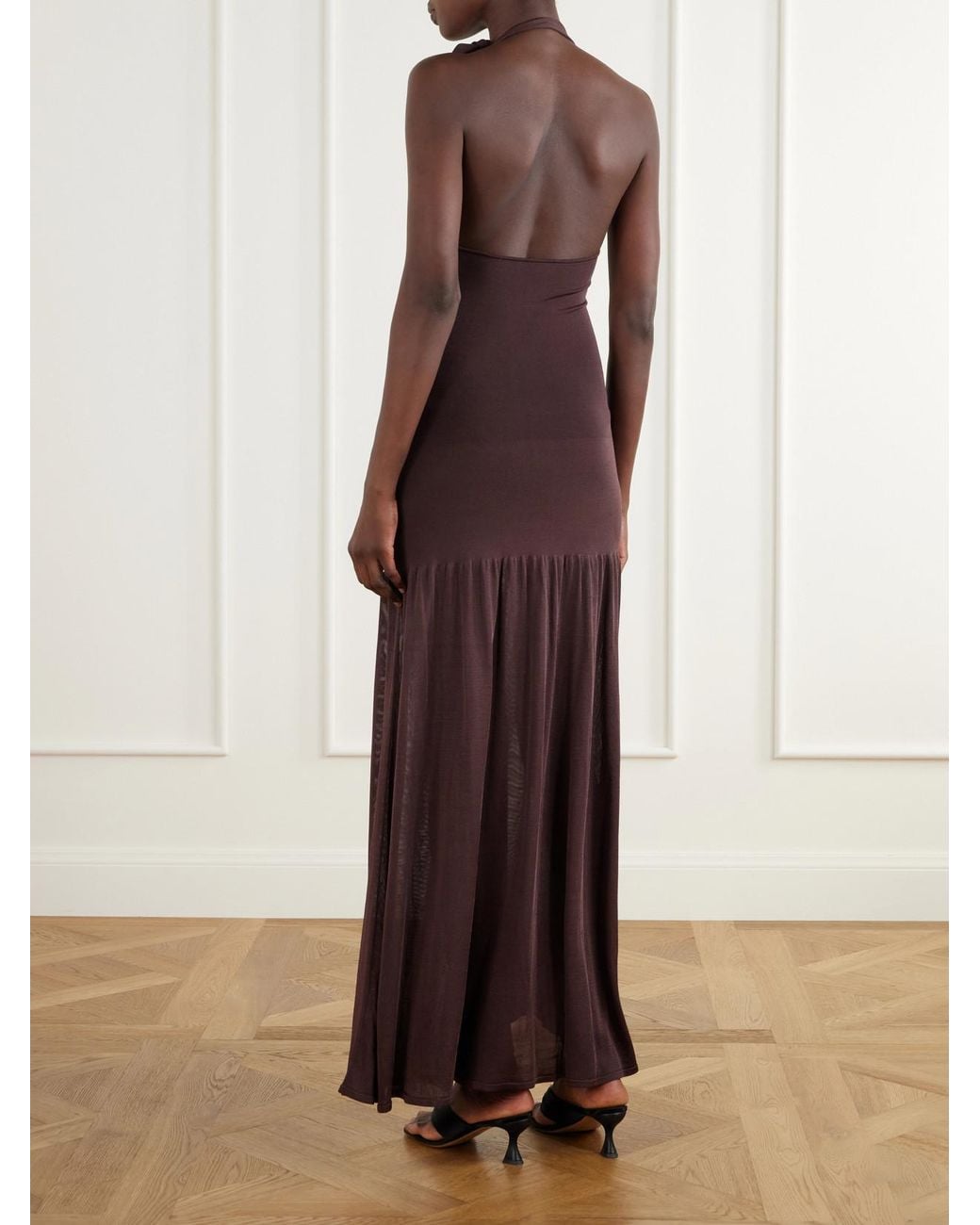 Zimmermann Purple Fairlight Pleated Stretch-Jersey Halterneck Midi Dress