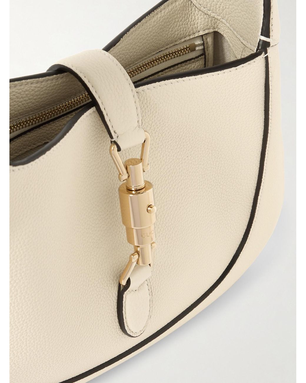 Gucci Natural Jackie 1961 Small Textured-Leather Shoulder Bag