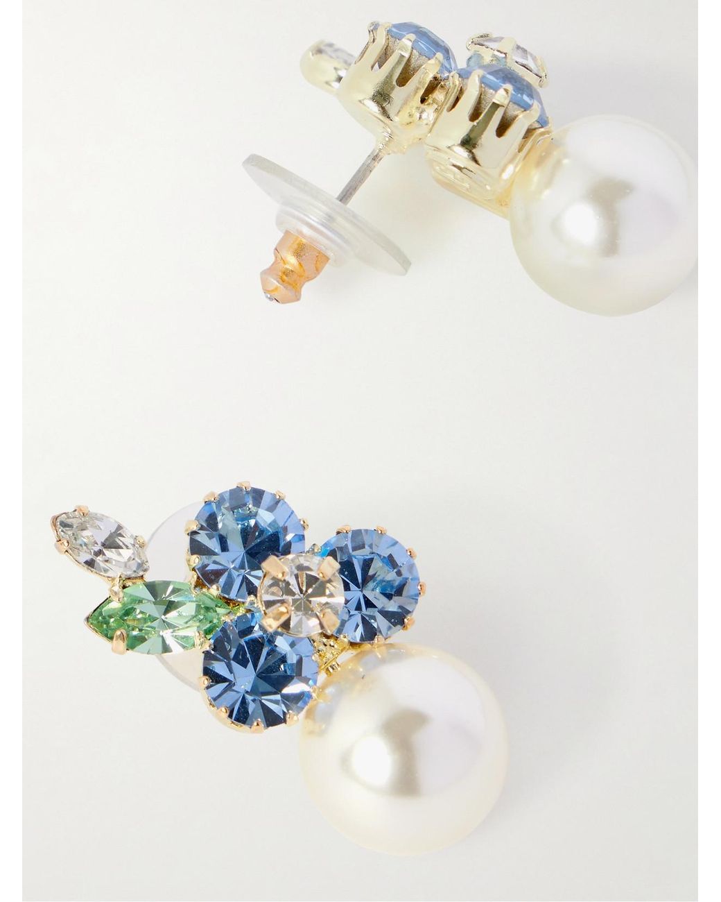 Jennifer Behr Blue Vivi-Plated Faux Pearl And Crystal Earrings