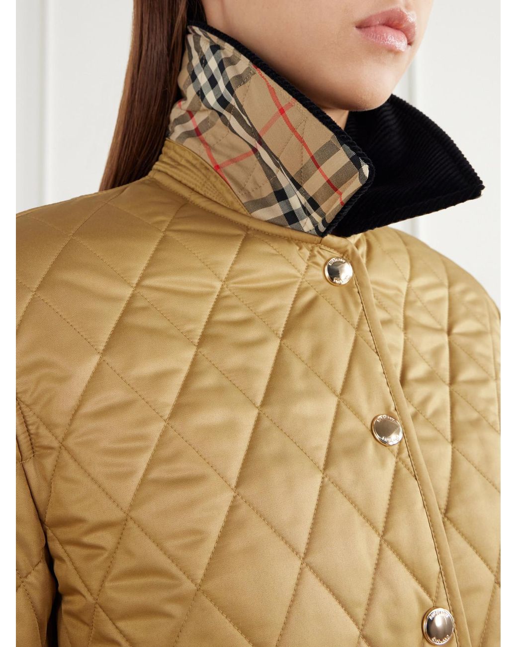 Burberry Brown Corduroy-Trimmed Quilted Shell Jacket