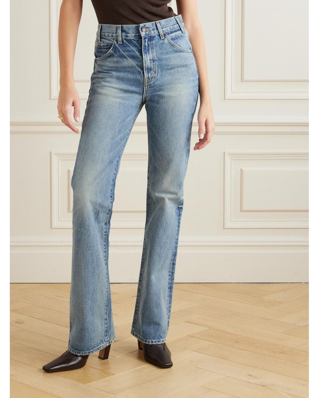 Nili Lotan Blue Joan High-Rise Straight-Leg Jeans