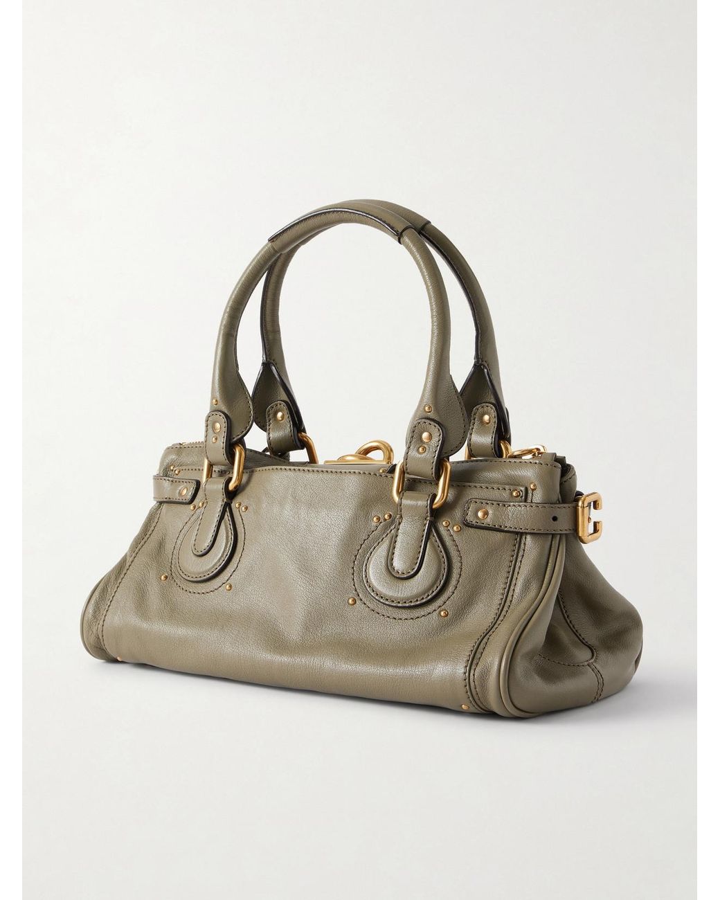 Chloé Natural Paddington Embellished Textured-Leather Tote