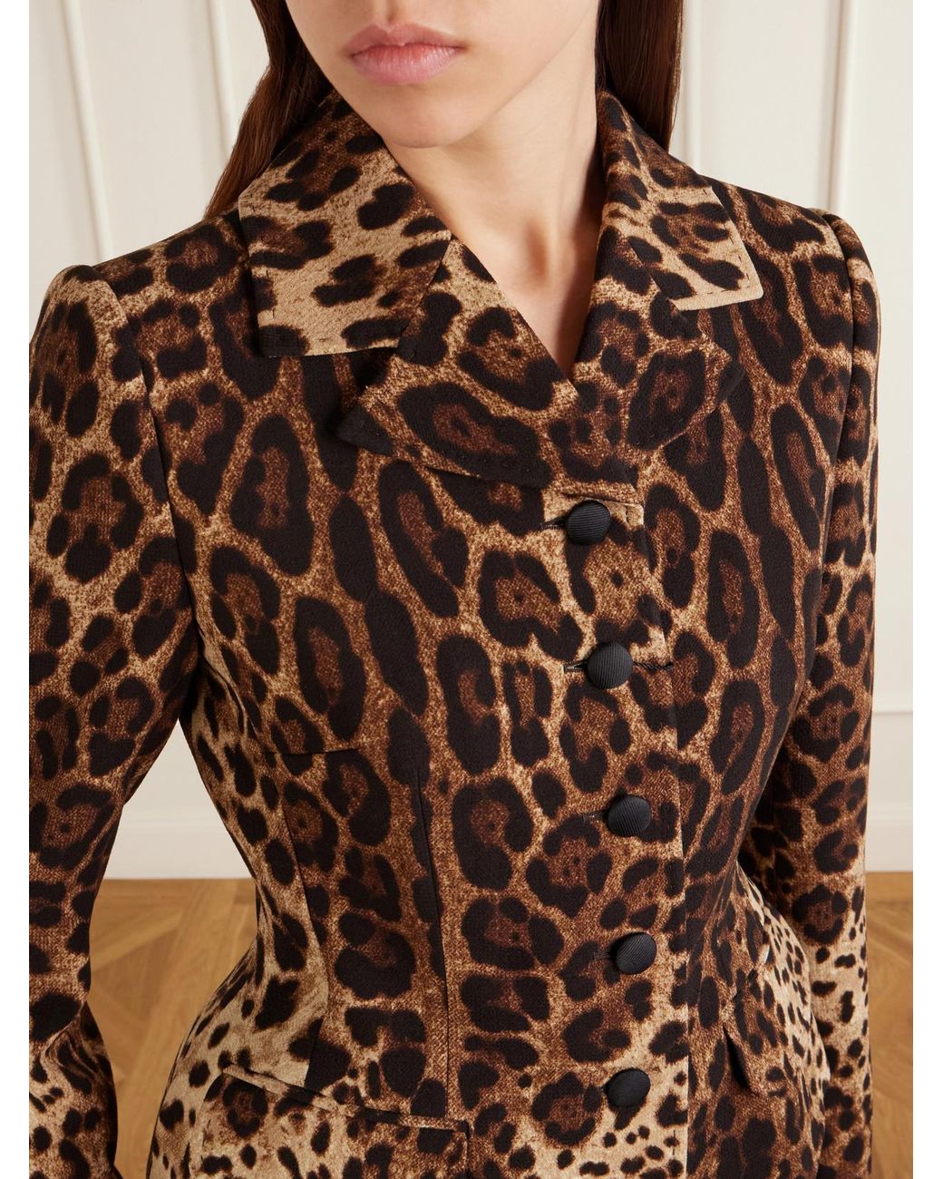 Dolce & Gabbana Brown Leopard-Print Wool Blazer