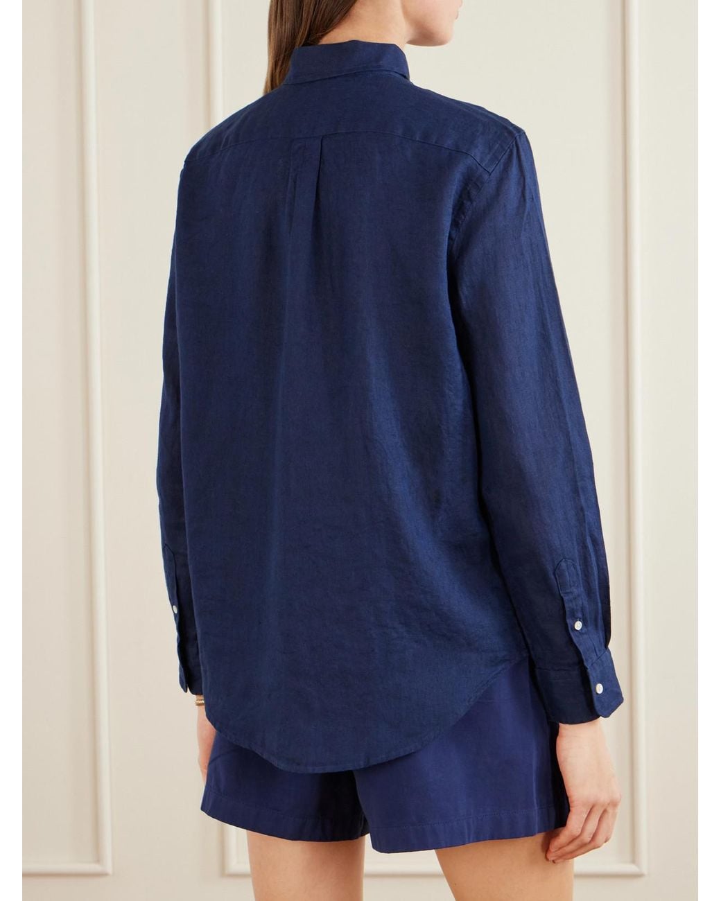 Polo Ralph Lauren Blue Embroidered Linen Shirt