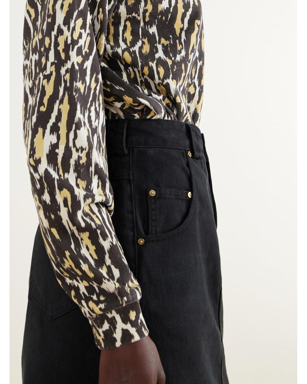 Willy Chavarria Black Bad Girl Faded Denim Knee-Lenght Skirt