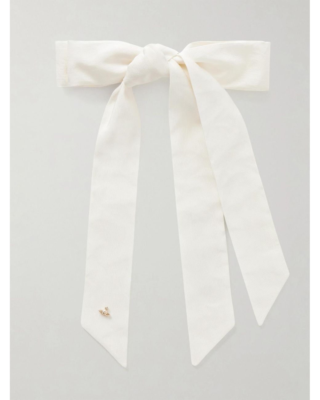 Vivienne Westwood White Julia Bow-Detailed Embellished Twill Hair Clip