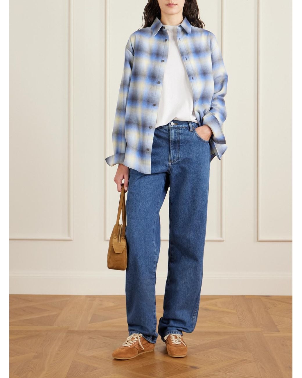 Matteau Blue Mid-Rise Straight-Leg Jeans