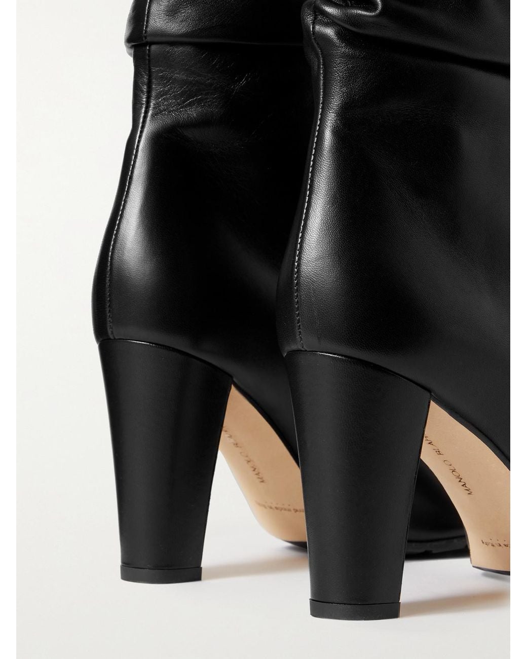 Manolo Blahnik Black Calasso 90 Leather Ankle Boots