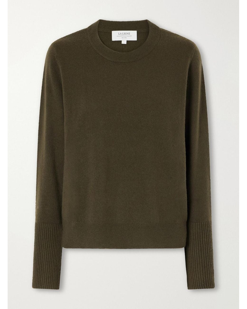 La Ligne Green Solid Lean Lines Cashmere Sweater