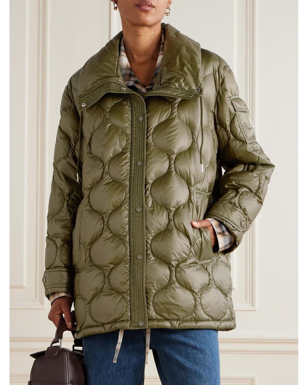 Moncler Green Lombi Quilted Micro-Ripstop Down Parka