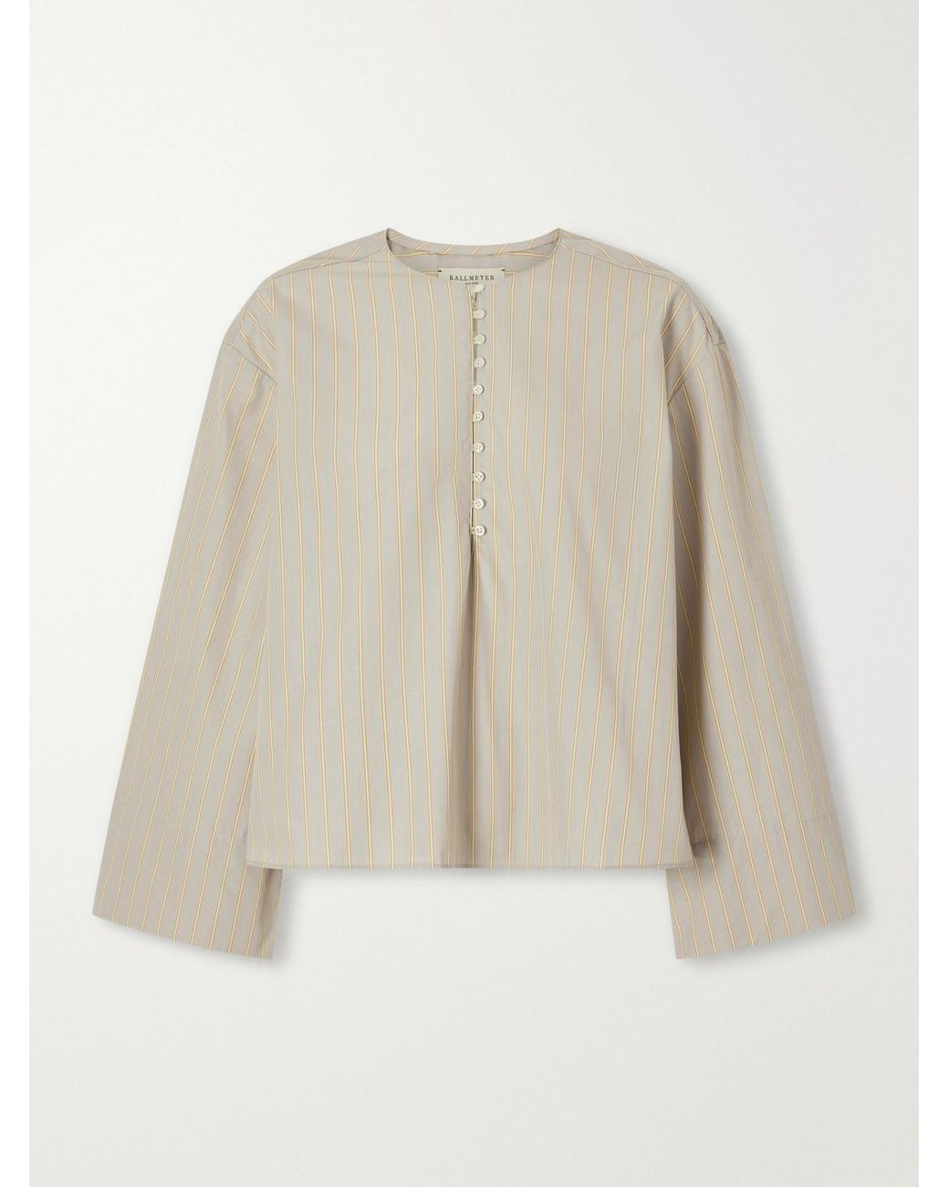 Kallmeyer Natural Marguerite Striped Cotton-Poplin Blouse