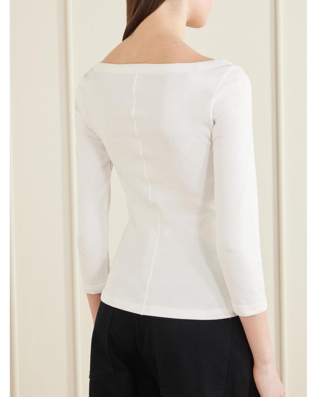 Flore Flore White Steffi Ribbed Organic Cotton-Jersey T-Shirt