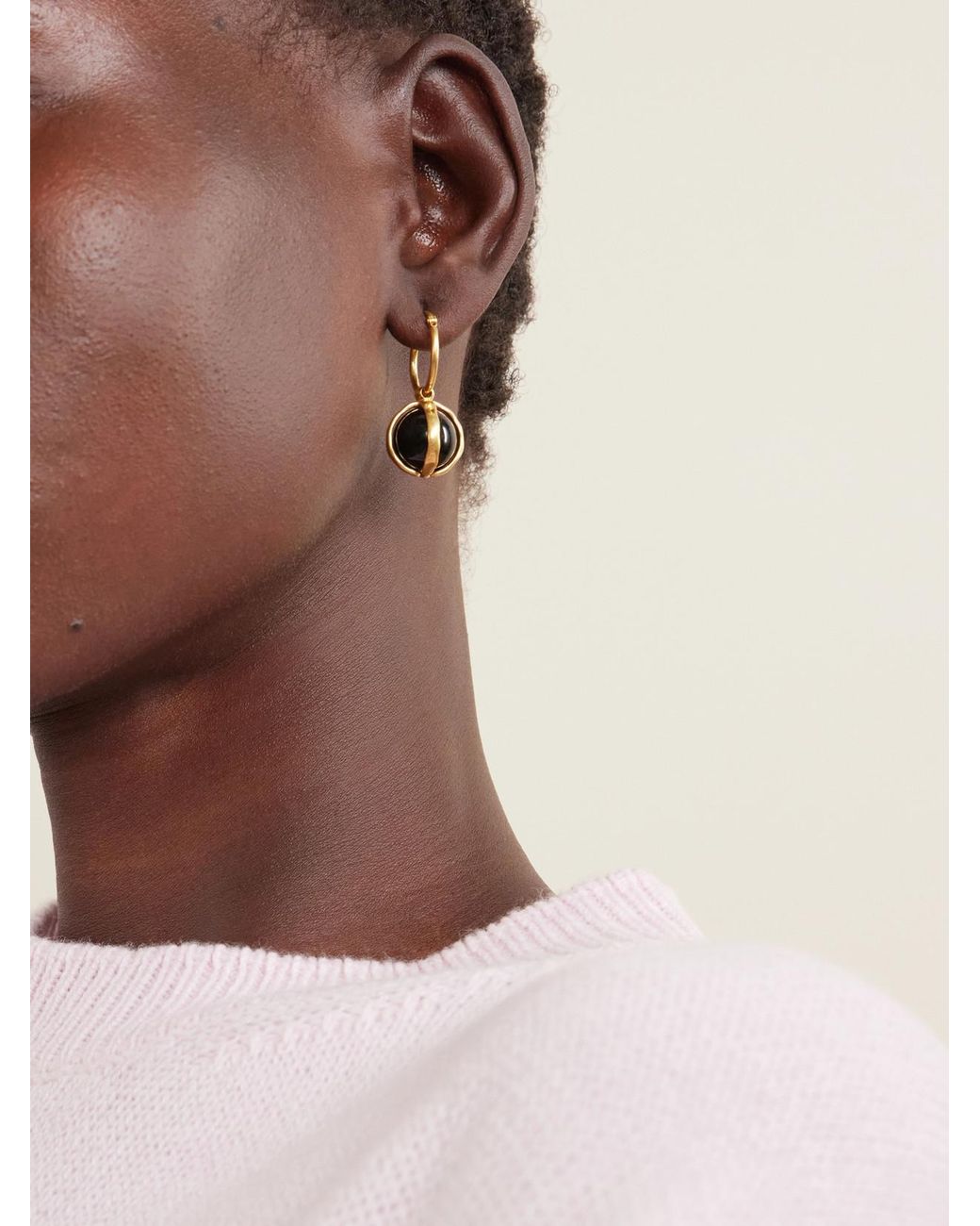 Jil Sander White Tone Onyx Earrings