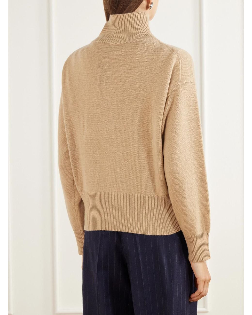Allude Natural Troyer Cashmere Half-Zip Polo Sweater