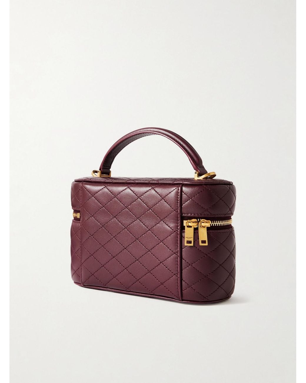 Saint Laurent Purple Gaby Vanity Mini Quilted Leather Top-Handle Bag