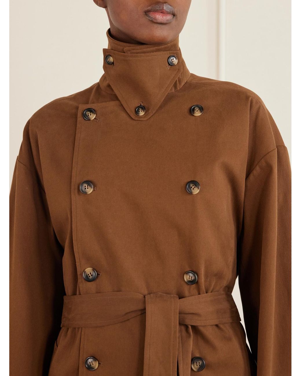 Doen Brown Wolfe Belted Cotton-Blend Trench Coat