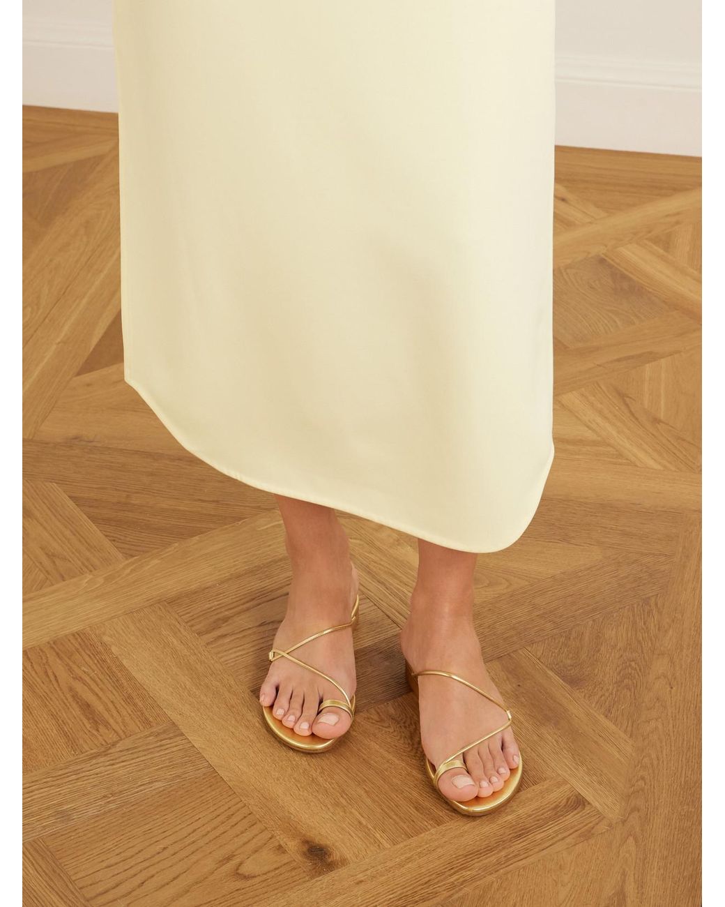 Emme Parsons Natural Susan Metallic-Leather Sandals
