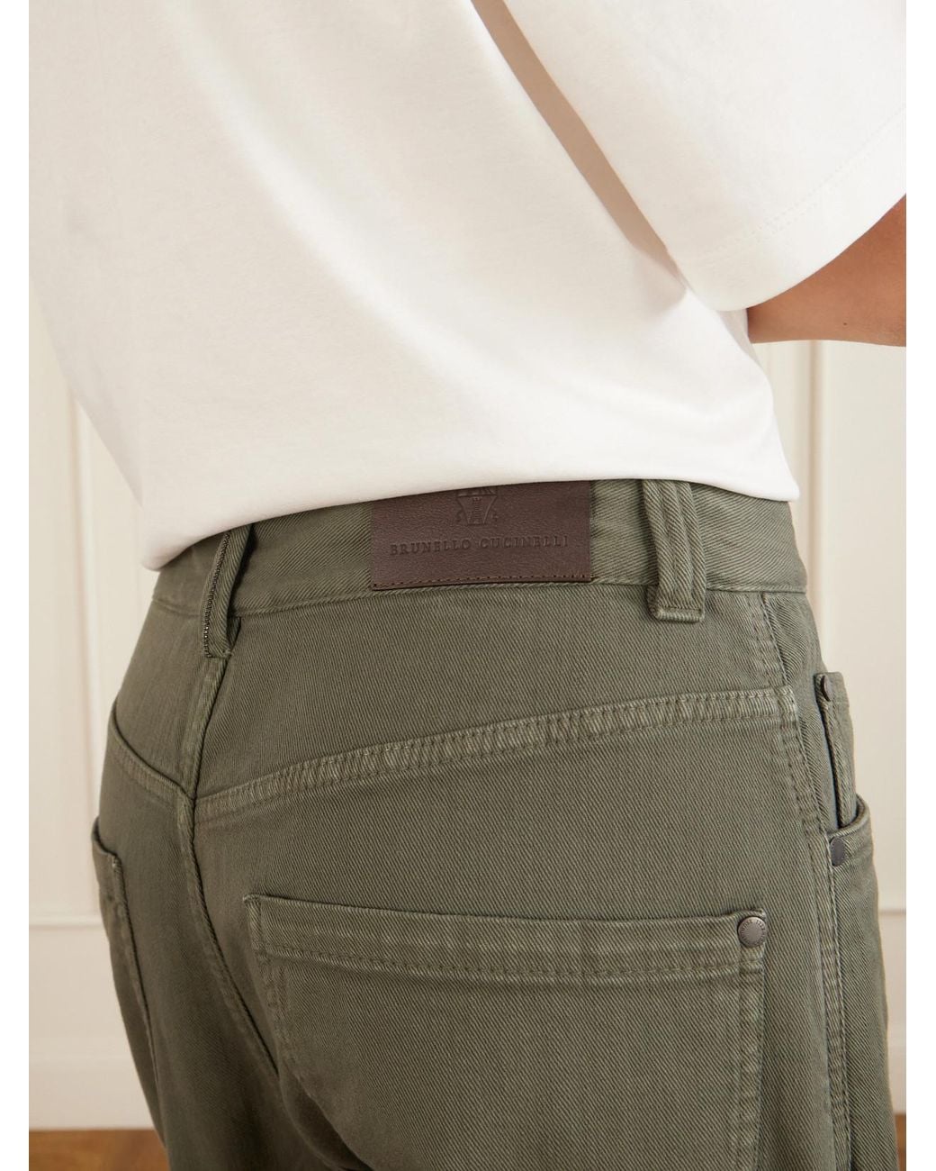 Brunello Cucinelli Green High-Rise Wide-Leg Jeans
