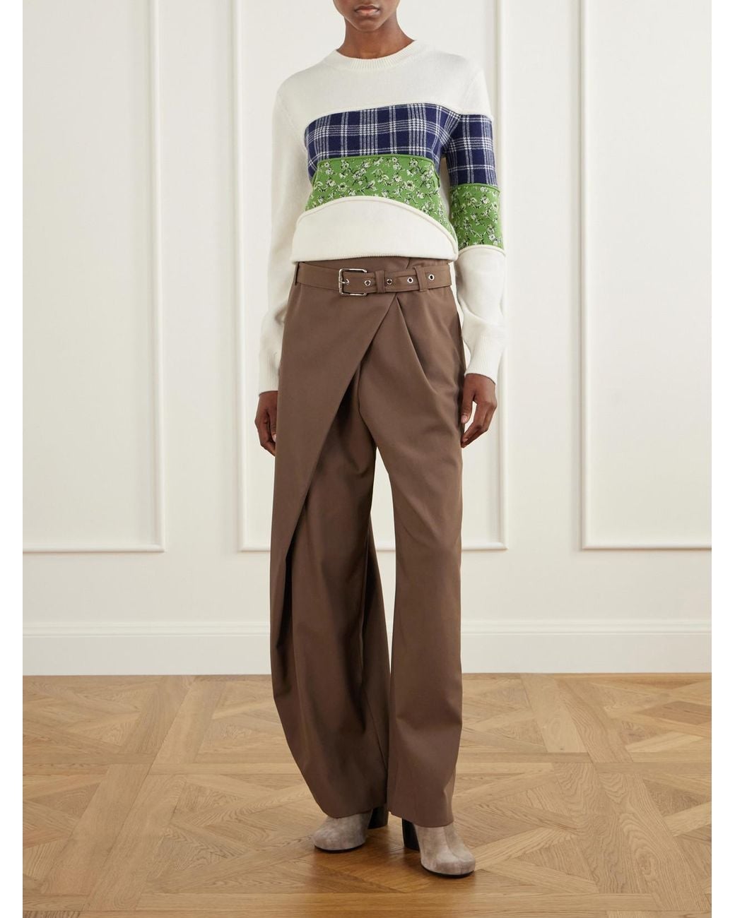Loewe Green Embroidered Wool-Blend Sweater