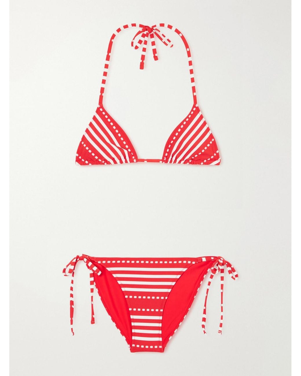 Lemlem Red Malia Striped Triangle Bikini