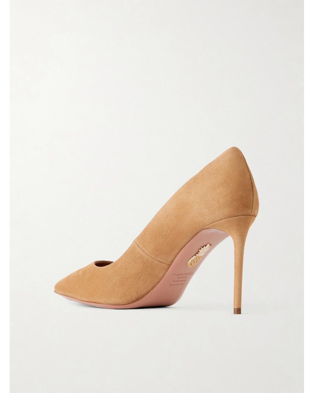 Aquazzura White Purist 85 Suede Pumps