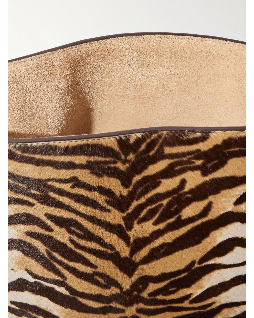 Alaïa White Hip Small Leather-Trimmed Tiger-Print Calf Hair Tote