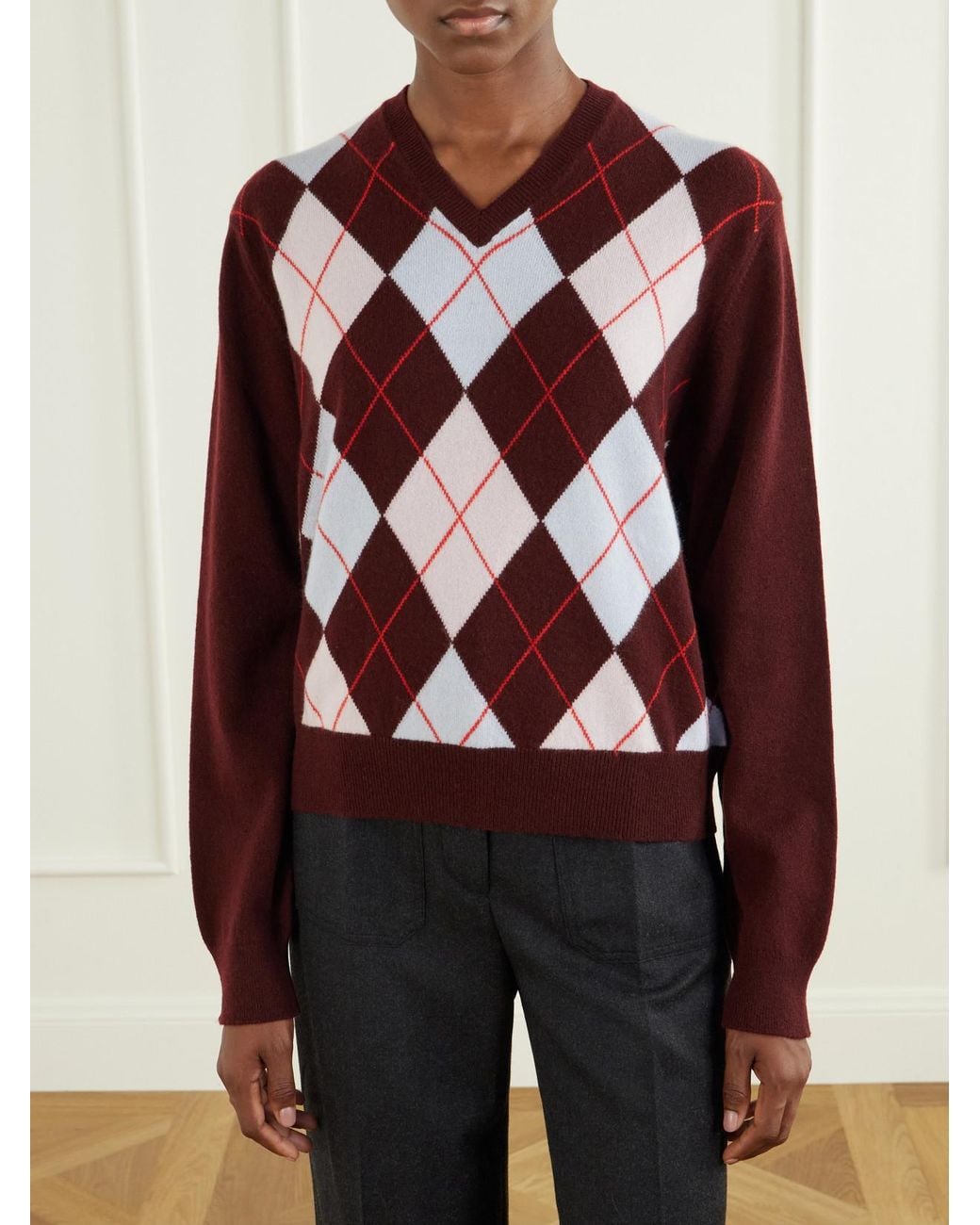 RÙADH Red The Academy Checked Cashmere Sweater
