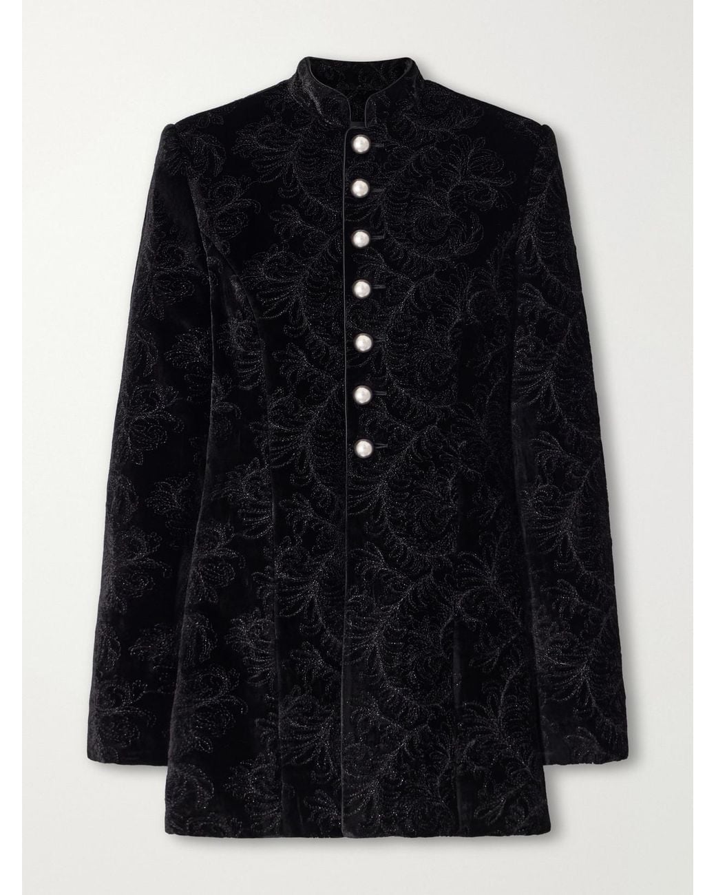 Ann Demeulemeester Black Yana Paisely-Embroidered Velvet Jacket