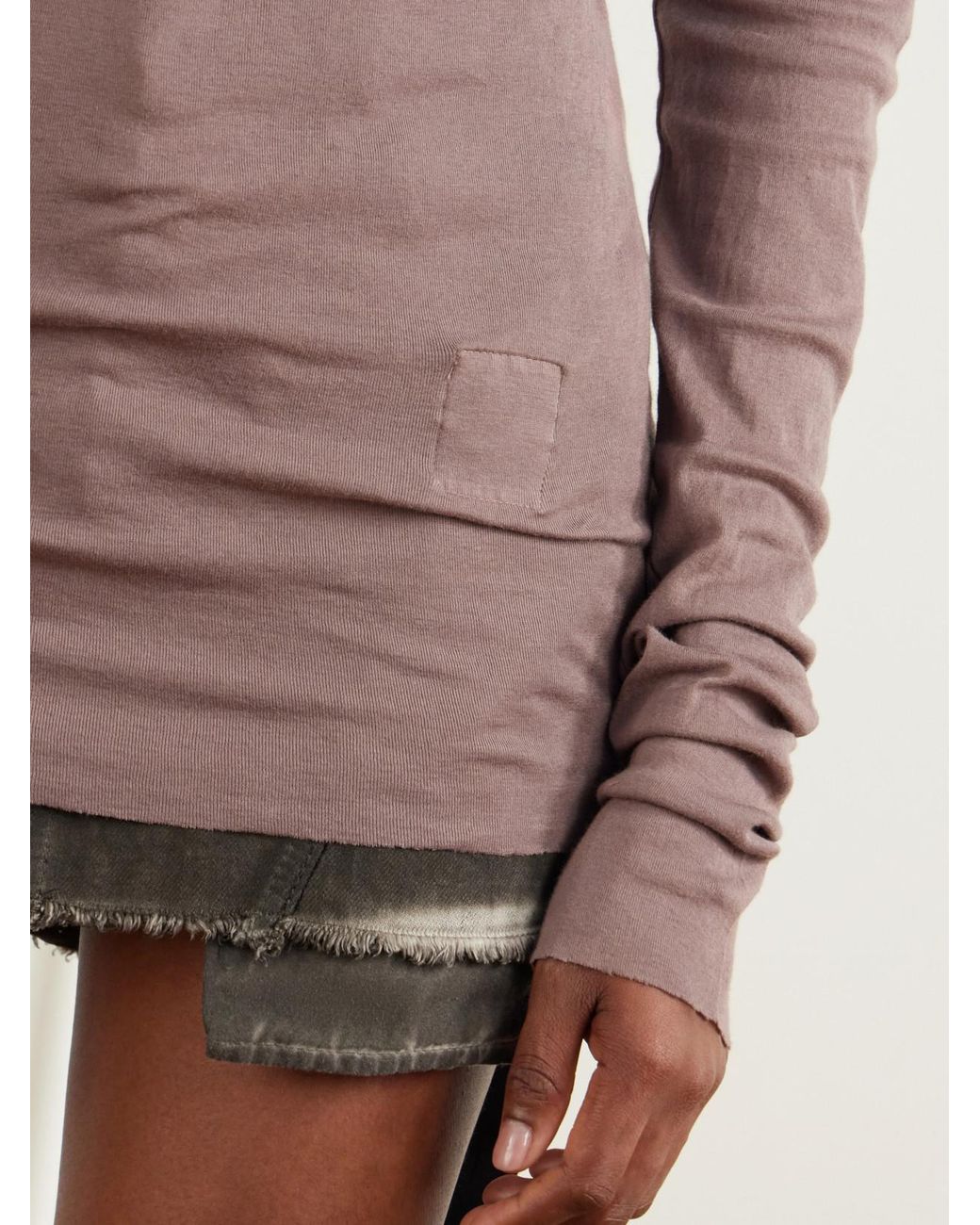 Rick Owens Pink Drkshdw Frayed Cotton-Gauze Jersey T-Shirt