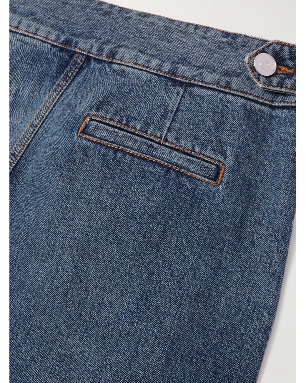 Alaïa Blue Pleated Straight-Leg Jeans