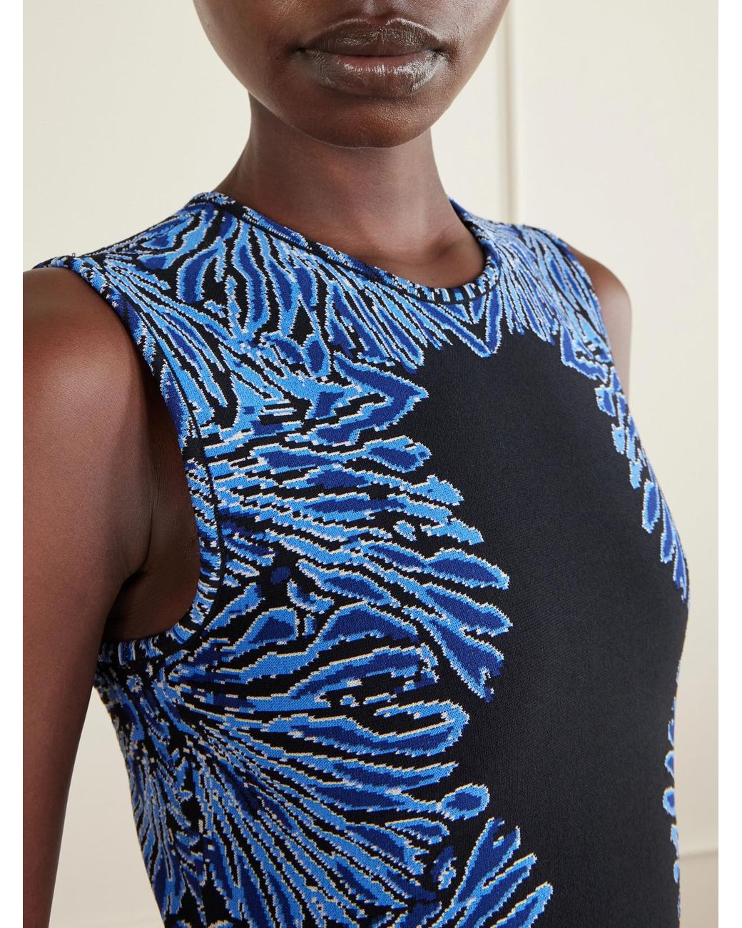Ulla Johnson Blue Iona Jacquard-Knit Midi Dress