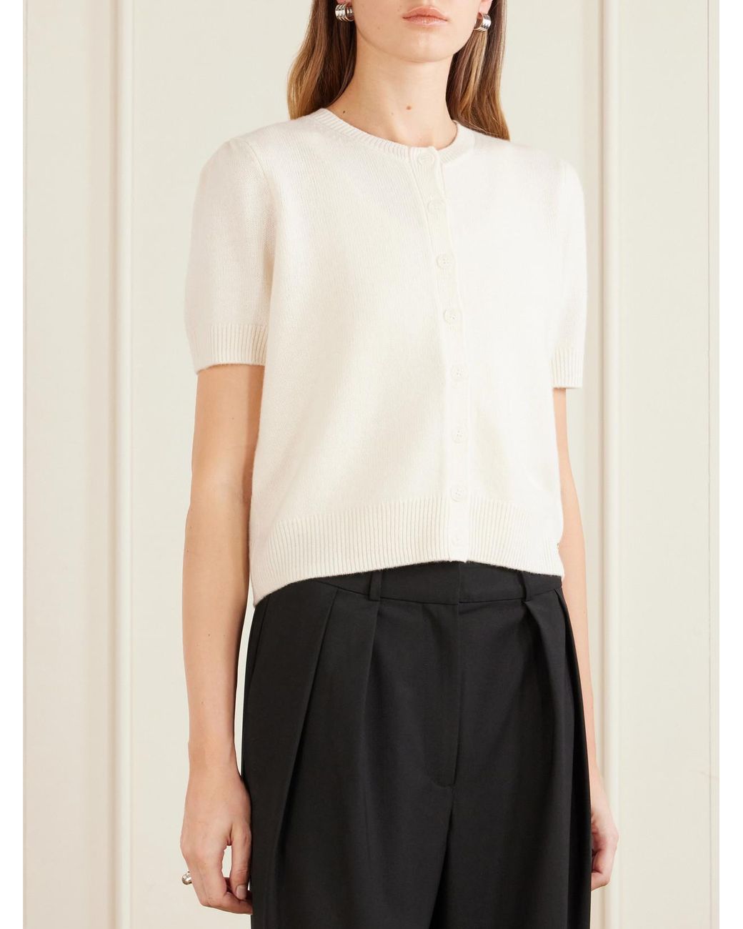 Anine Bing White Gracie Cashmere Cardigan