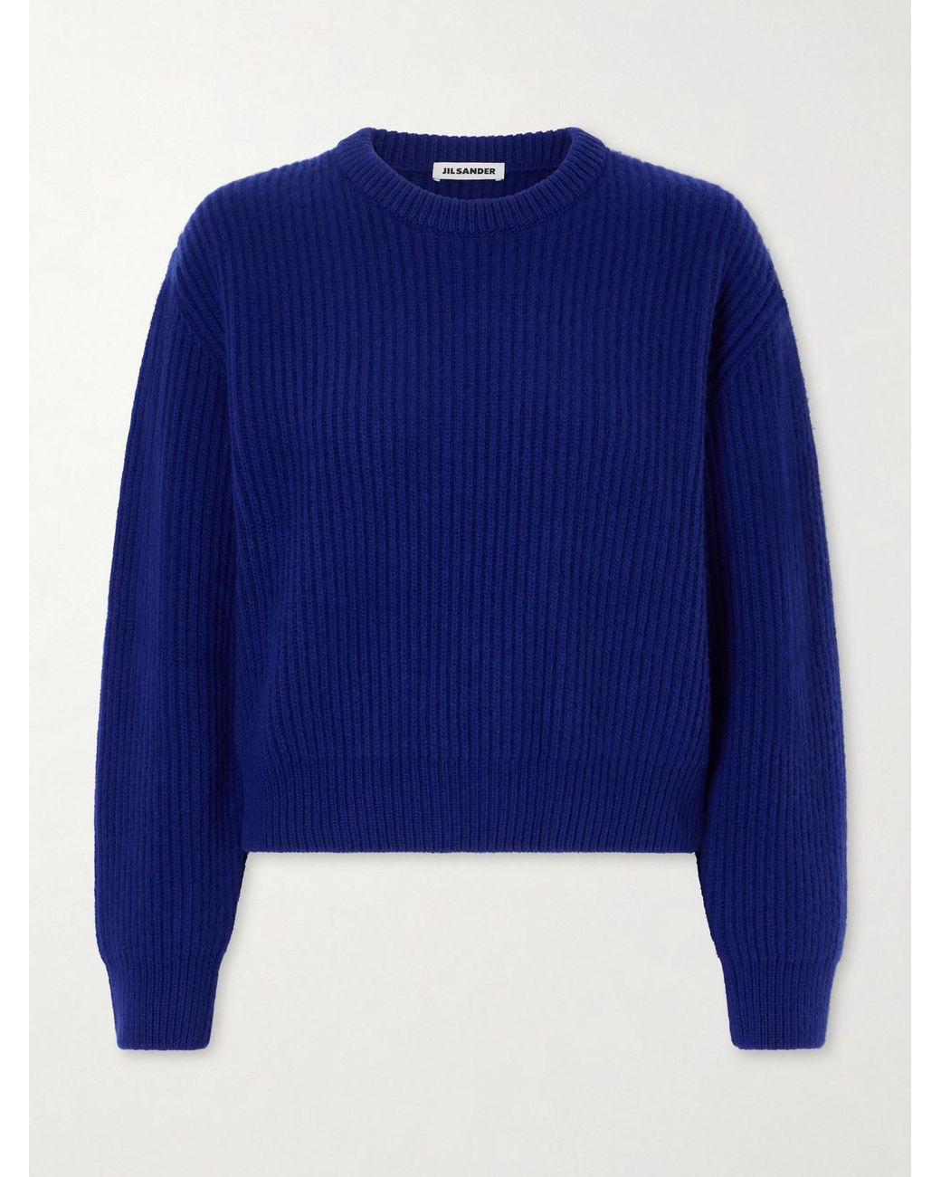 Jil Sander Blue Ribbed-Knit Wool Sweater