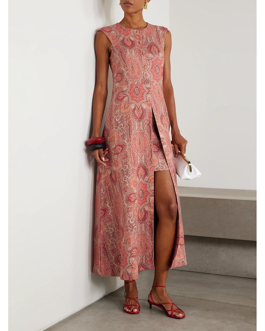 Marta Ferri Pink Printed Linen Mini Skirt