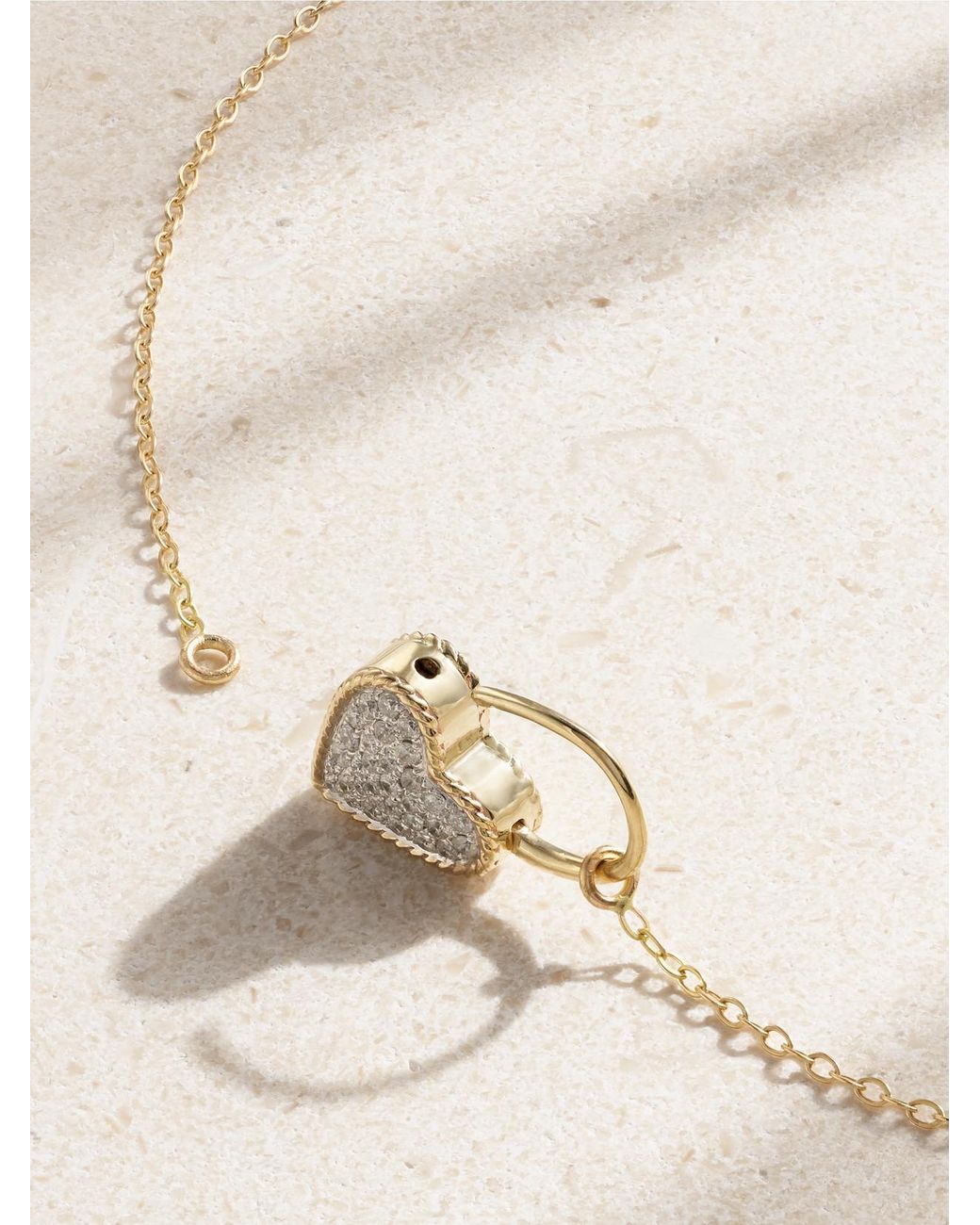 Yvonne Léon Natural Cadenas Coeur 9 And 18-Karat Diamond Necklace