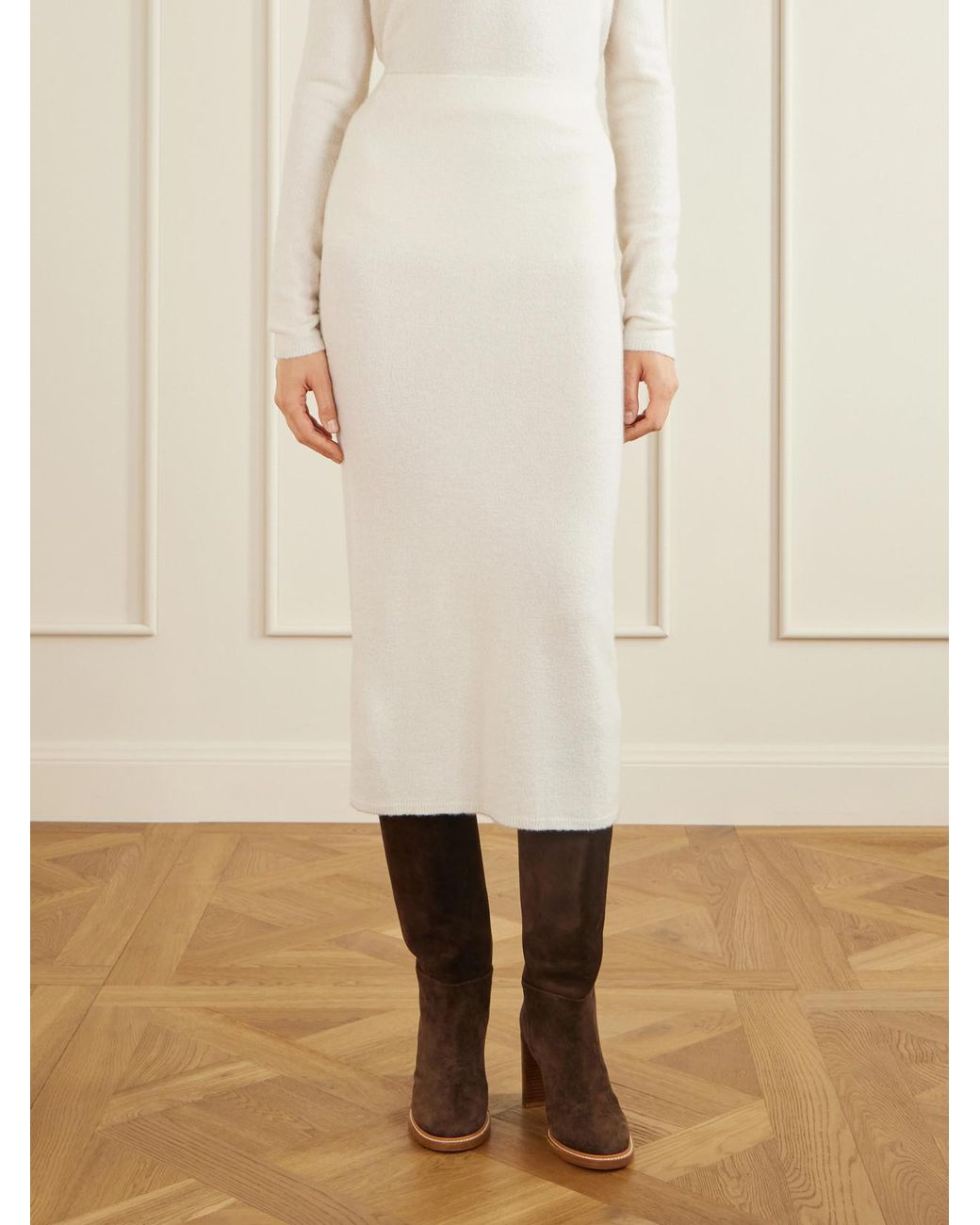 Gabriela Hearst White Narayan Cashmere Midi Skirt
