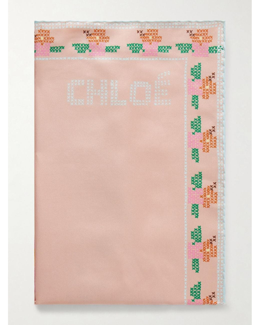 Chloé Pink Printed Silk Scarf