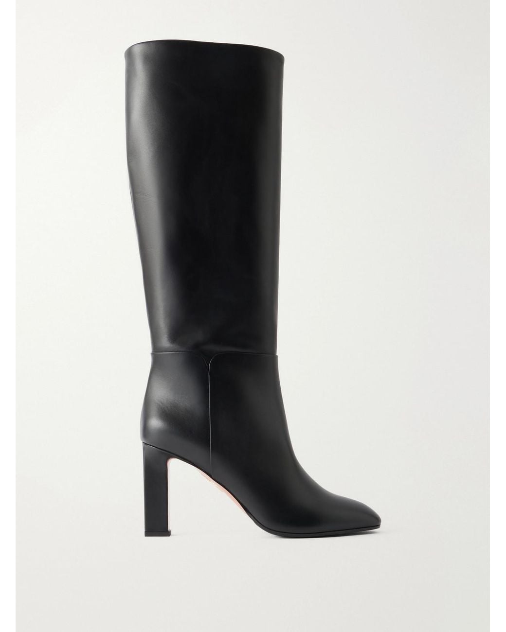 Aquazzura Black Sellier 85 Leather Knee Boots