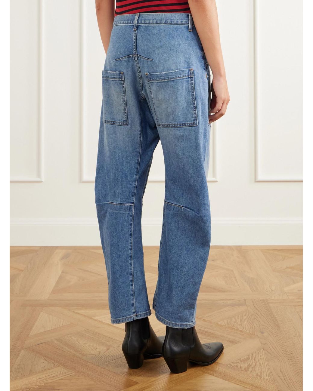 Nili Lotan Blue Shon High-Rise Barrel-Leg Jeans