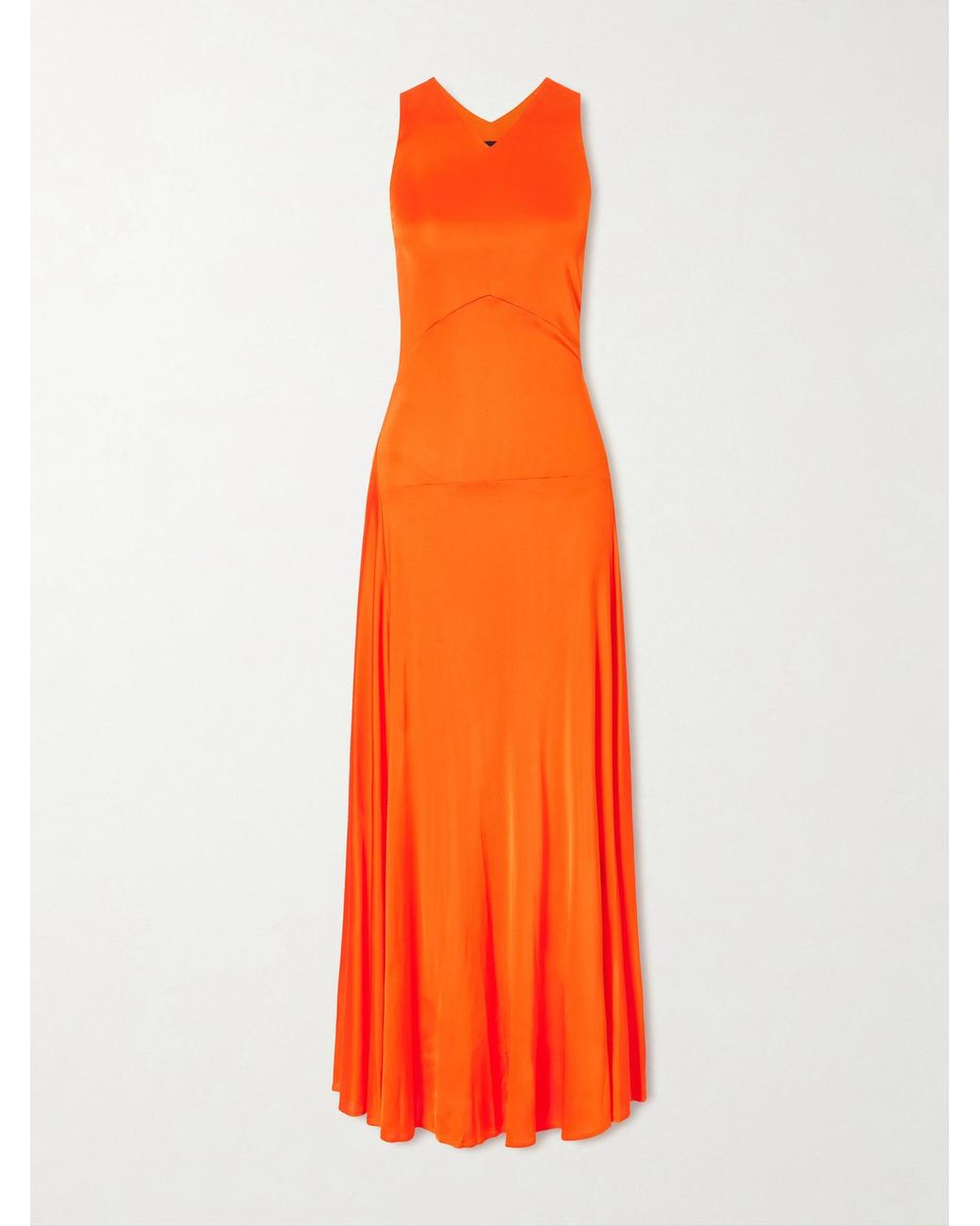 Proenza Schouler Orange Naia Satin-Jersey Maxi Dress