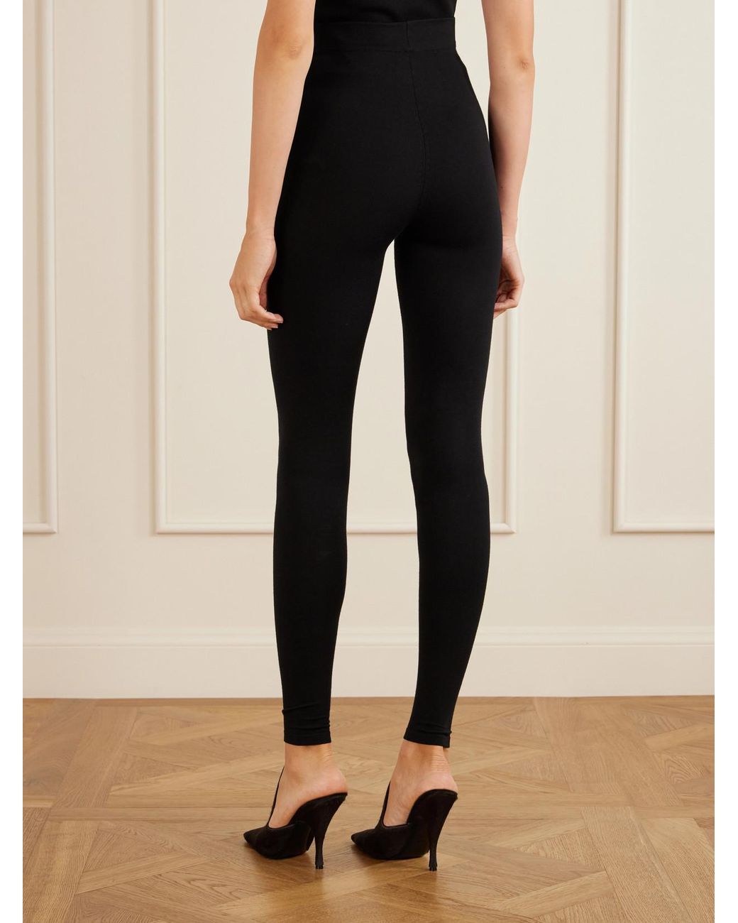 Alaïa Black High-Rise Wool-Blend Leggings