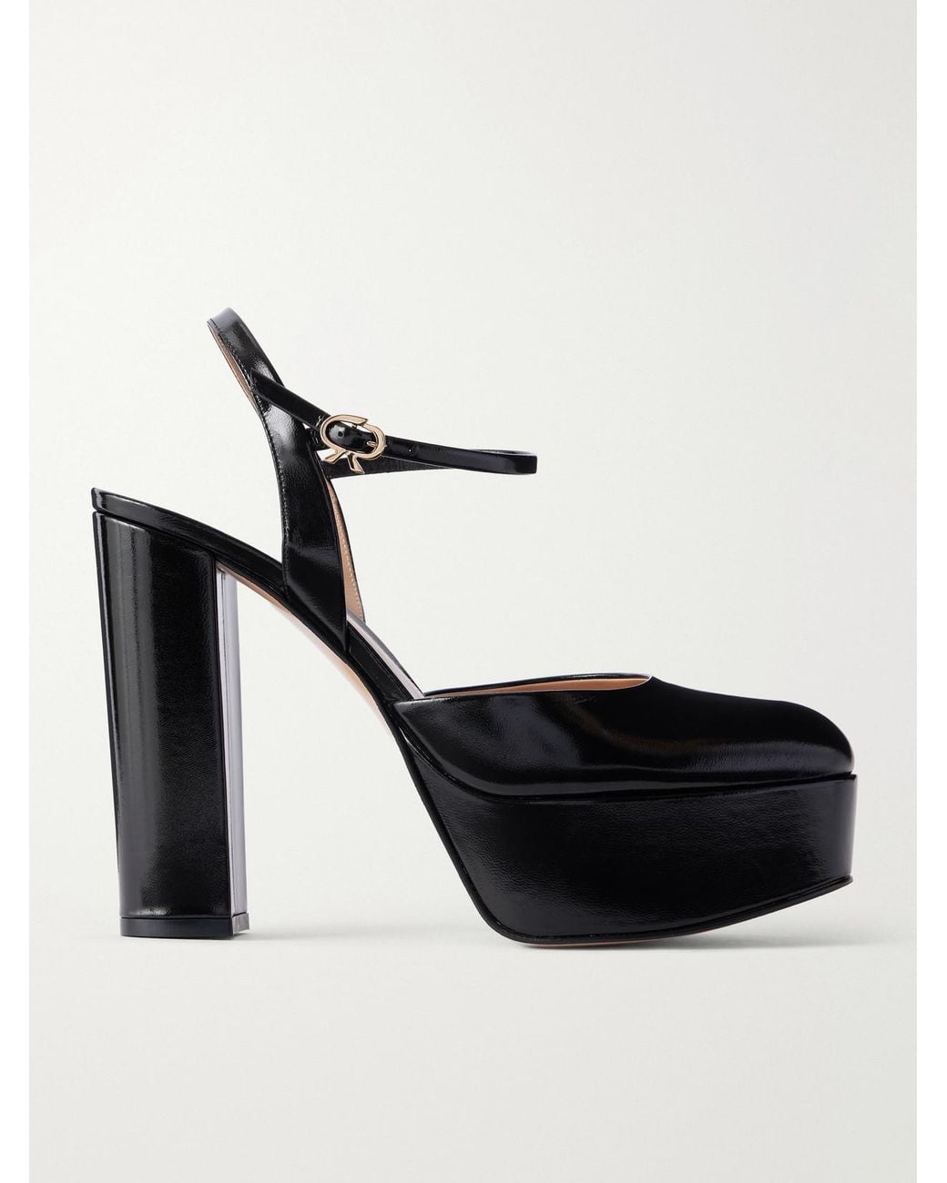 Gianvito Rossi Black 85 Patent Leather Platform Pumps