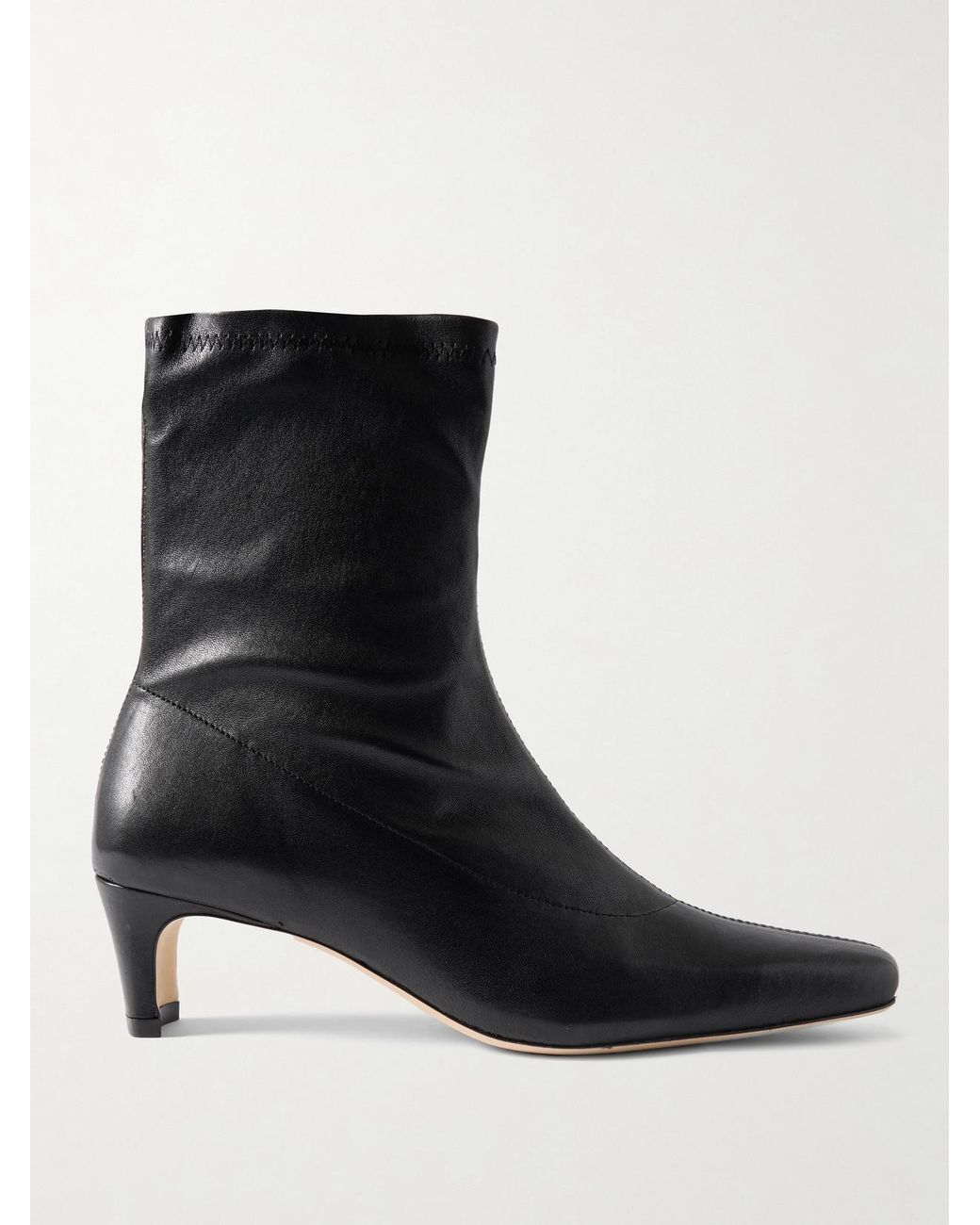 Staud Black Wally Sock Leather Ankle Boots