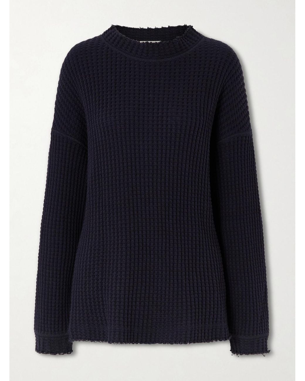 Khaite Blue Dylan Waffle-Knit Cotton Sweater