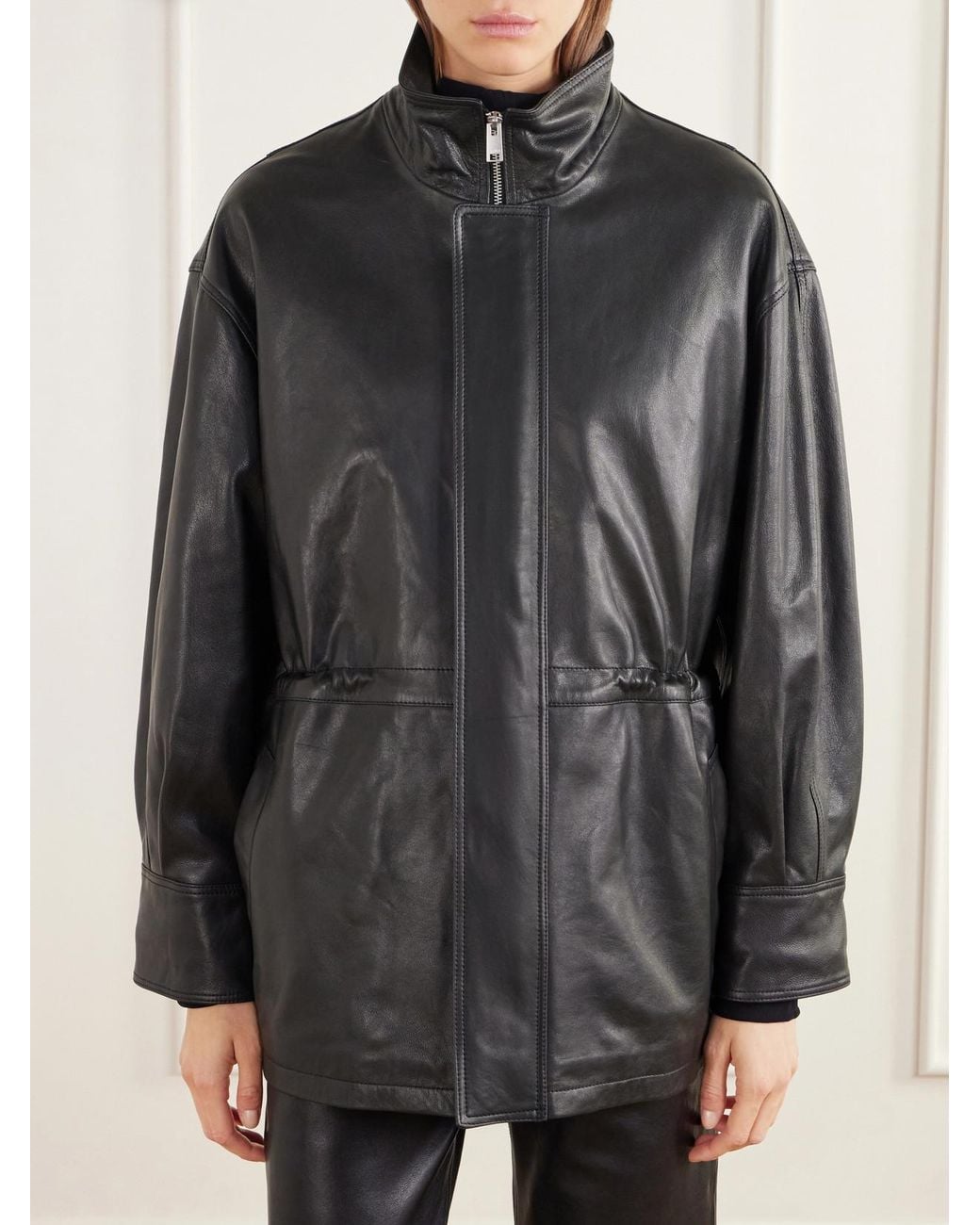 Arma Black Alia Paneled Leather Jacket