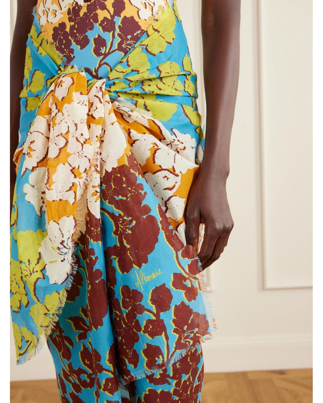ALÉMAIS Blue Splice Printed Organic Cotton-Voile Pareo