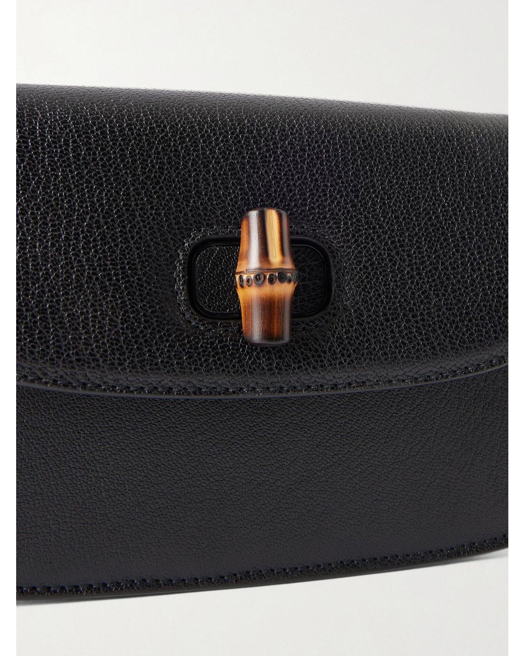 Gucci Black Bamboo 1947 Textured-Leather Clutch