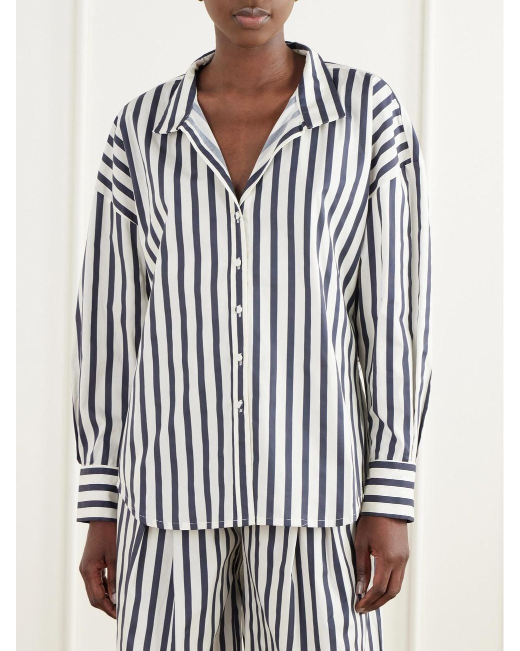 ANDRES OTALORA Black Un Tej Striped Cotton-Poplin Shirt