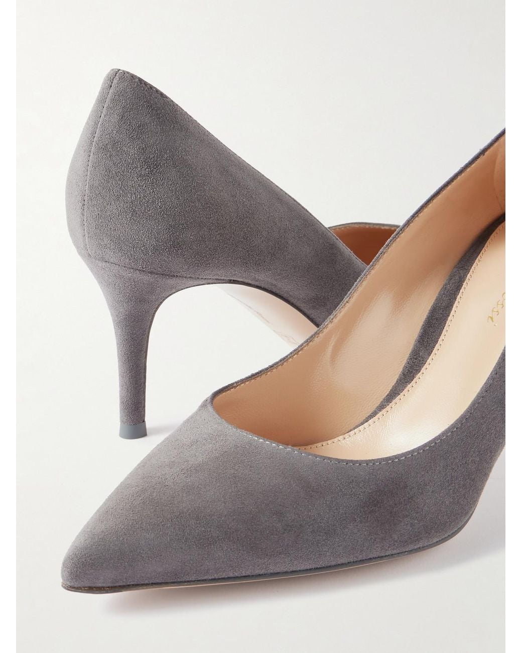 Gianvito Rossi White Gianvito 70 Suede Pumps