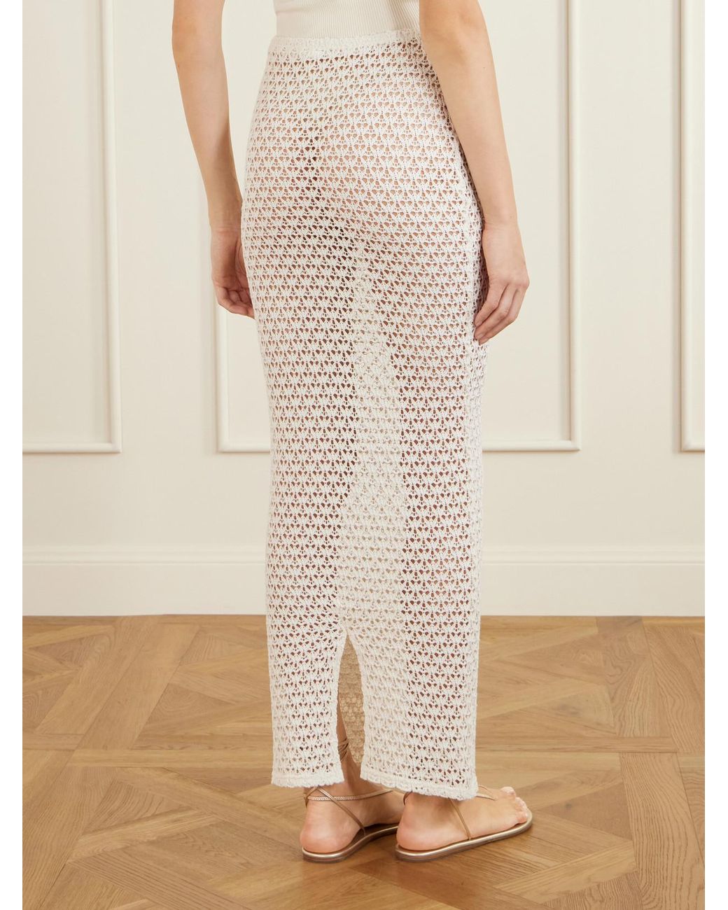 SARA CRISTINA White Arena Crocheted Cotton Coverup